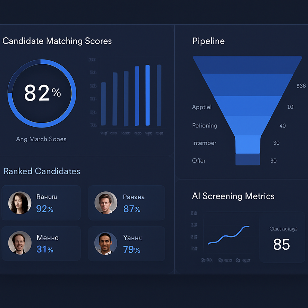 TOKYO CONSULTING recruitment analytics dashboard showing candidate match scores and pipeline funnel